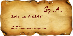 Szőcs Anikó névjegykártya